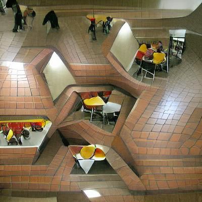 Impossible Cafe Interior in Escher Style