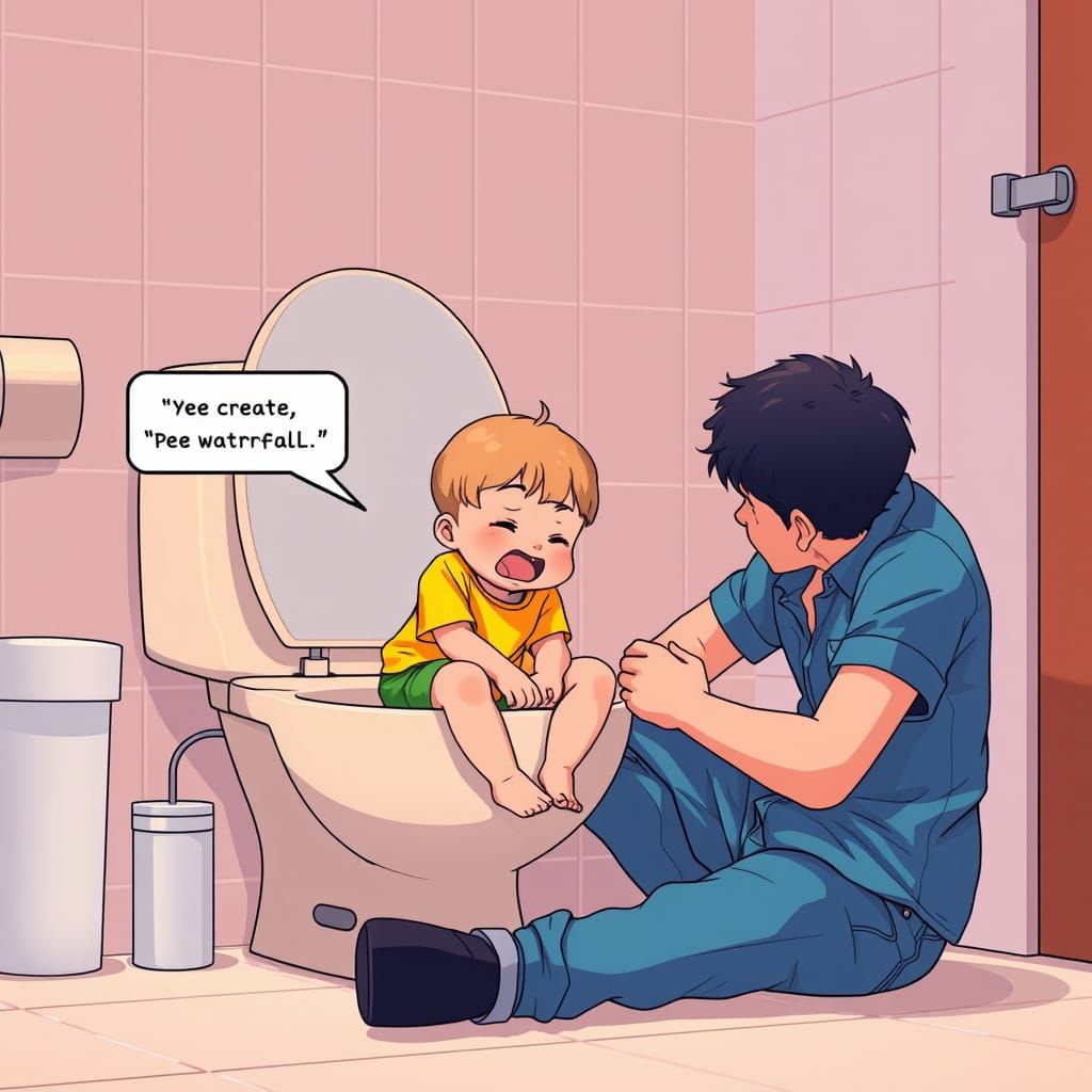 Toddler's Potty Training in Manga Scan Style