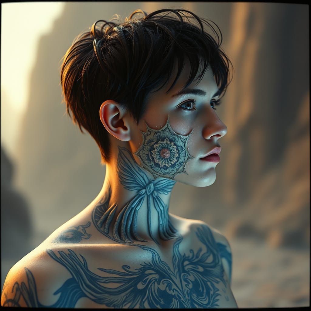 Surreal 3D Tattoos in a Cinematic Dreamscape