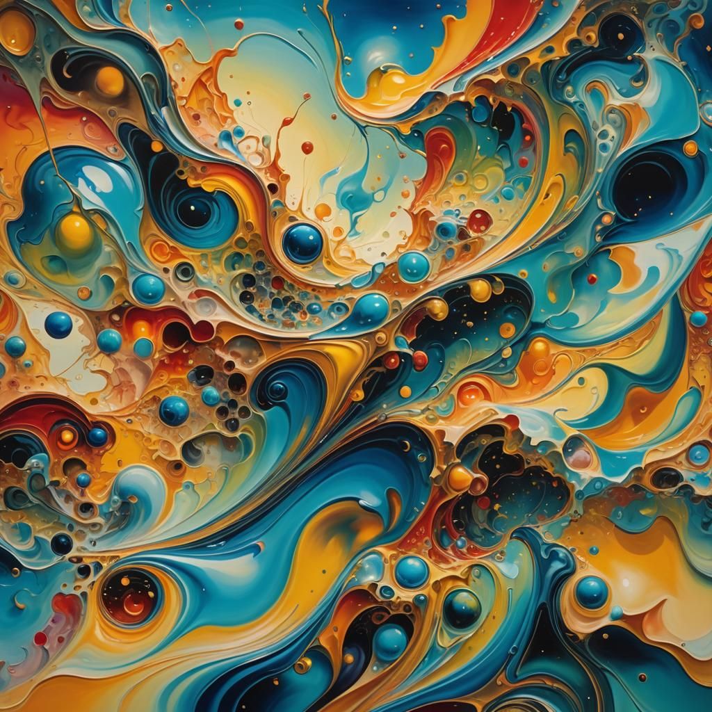 Surreal Abstract Swirling Shapes in Dreamlike Oil Painting