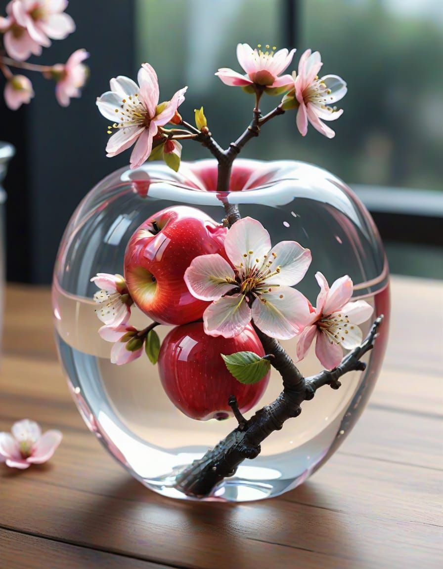 Crystal Apple Blossoms in Vibrant Realism
