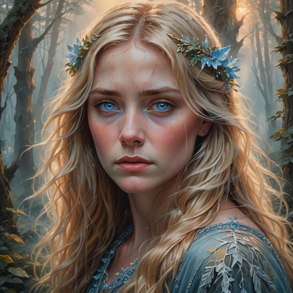 Ethereal Fantasy Portrait of a Sad Woman