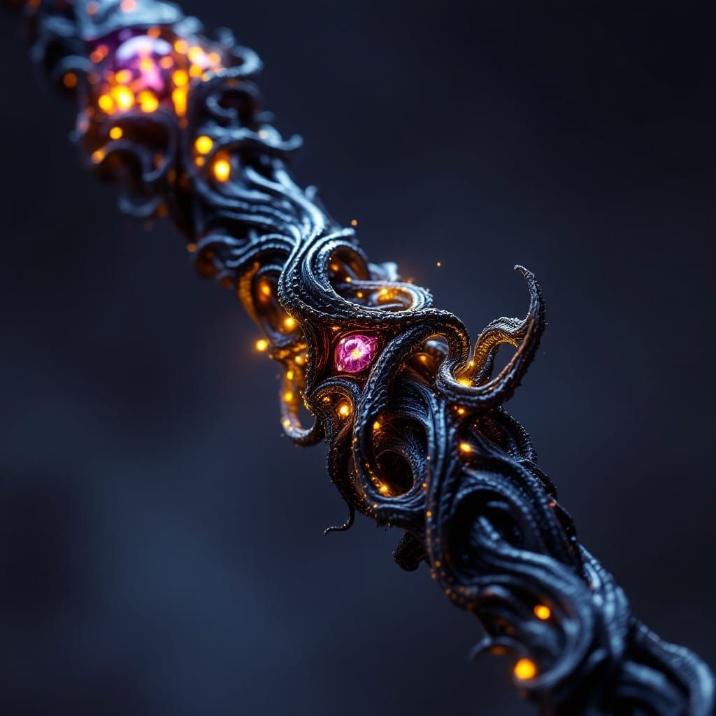 Dark Fantasy Masterpiece: Twisted Spider Staff in Eerie, Mys...