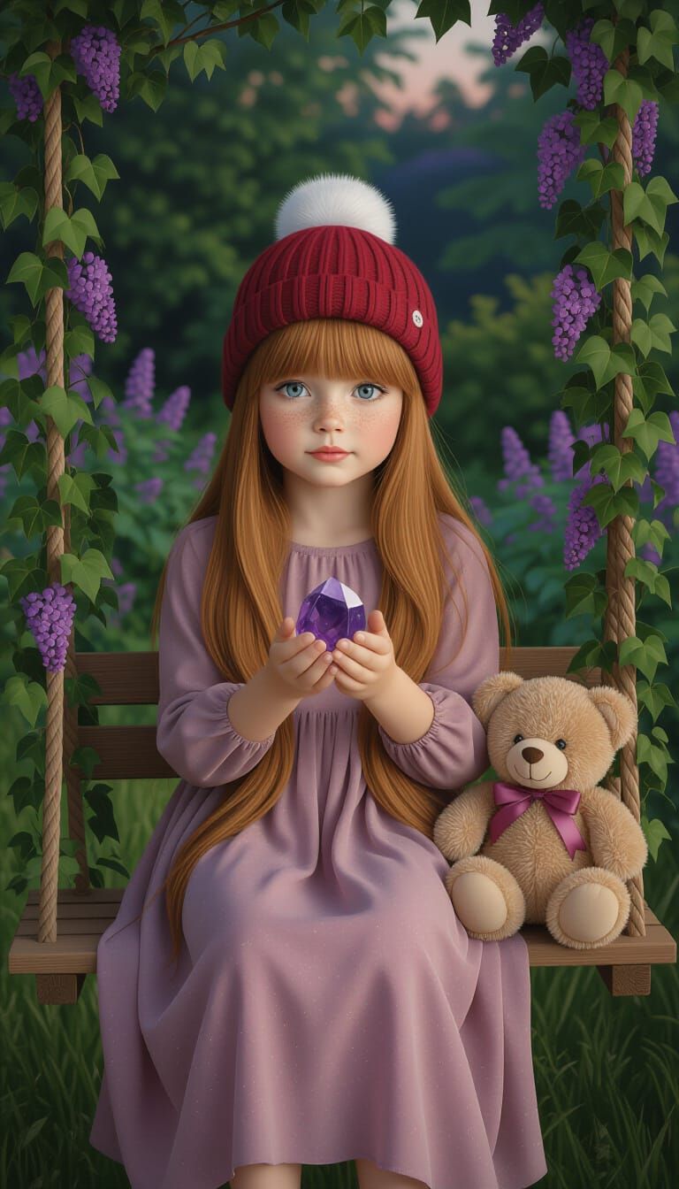 Pretty Girl on Enchanted Garden Swing