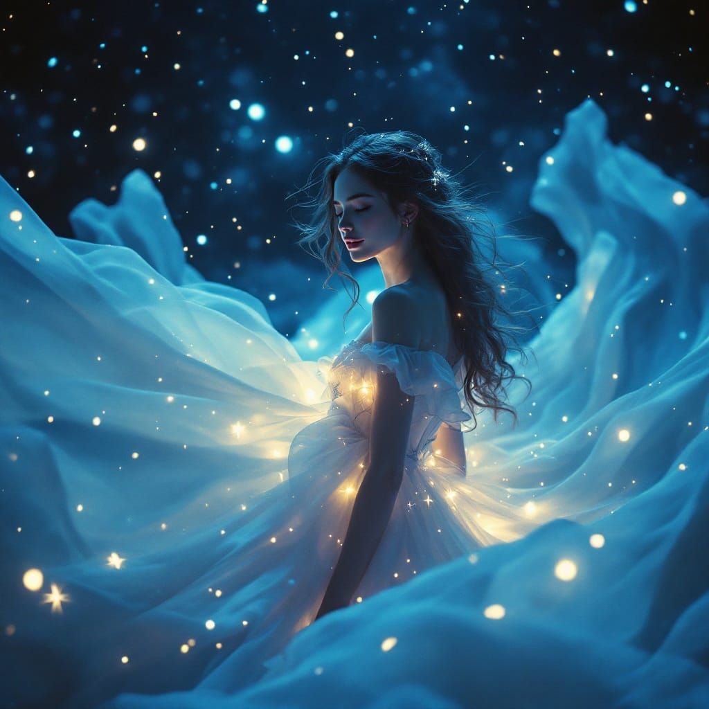 Ethereal Dreamscape with Porcelain Dressed Figure