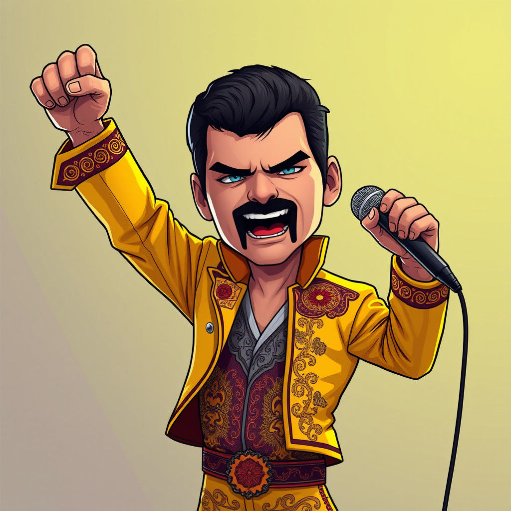 Freddy Mercury Chibi Art Inspired by Miyazaki