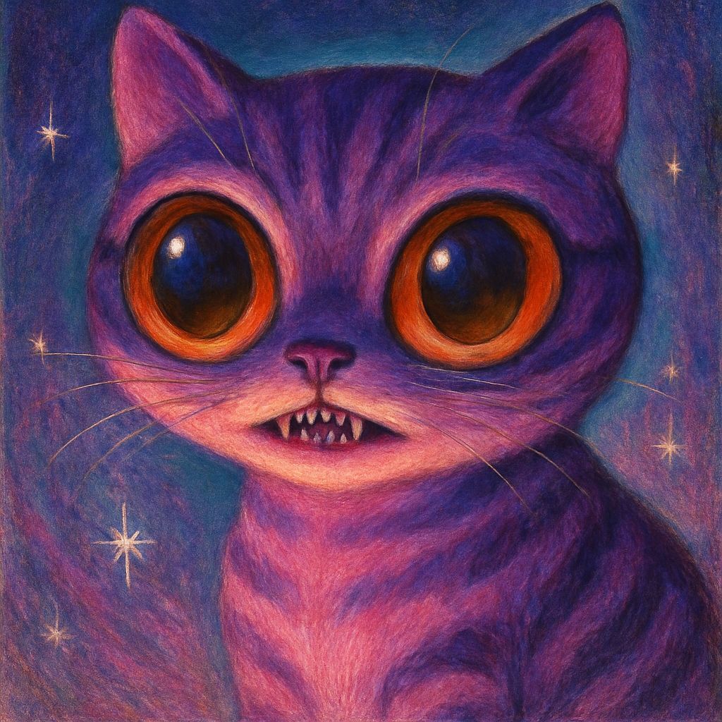 Surreal Pink and Lilac Tabby Cat