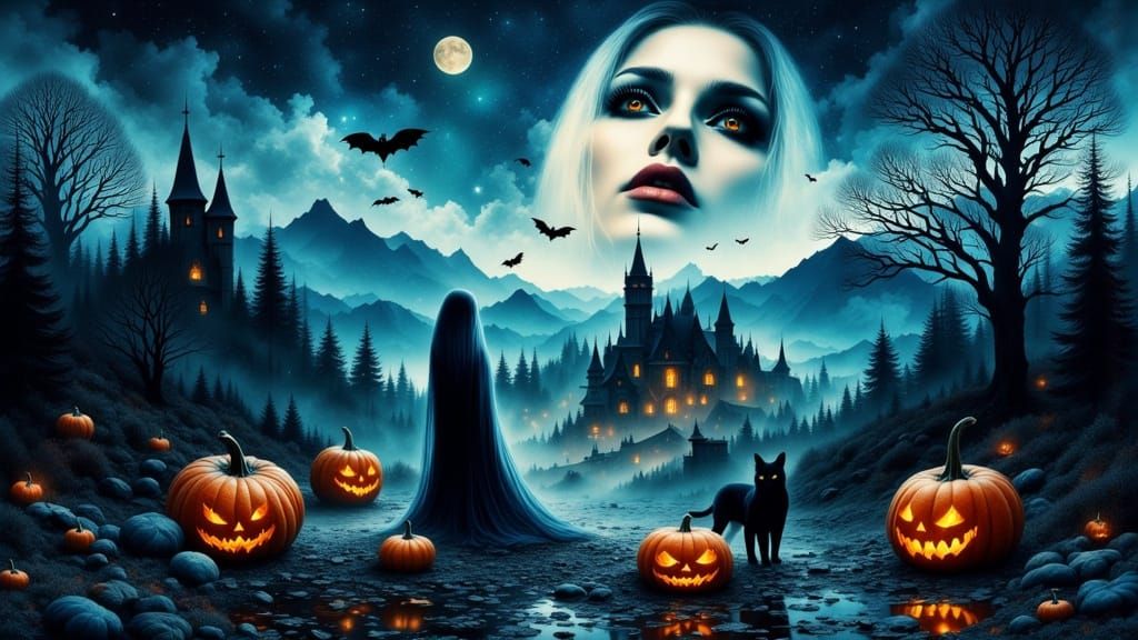 Vampiress Halloween Vignettes in Ethereal Moonlight