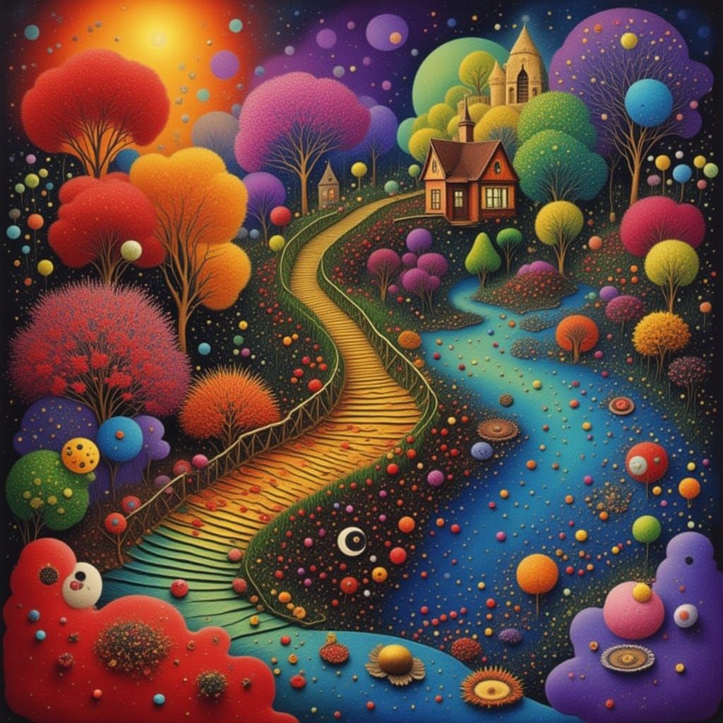 Dreamlike Flower Meadow with Dark Floral Aesthetic