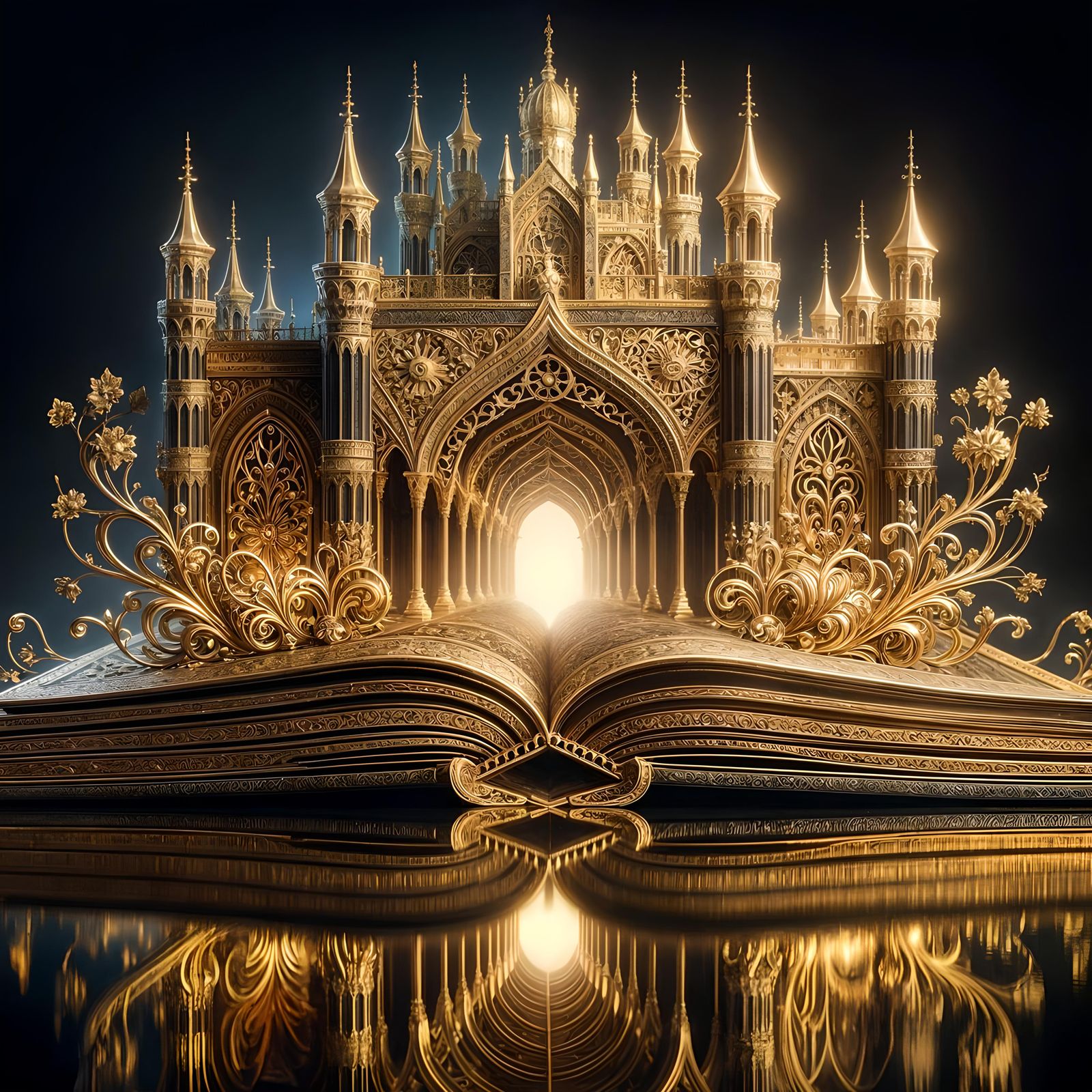 Golden Bridge Emerges from Open Book