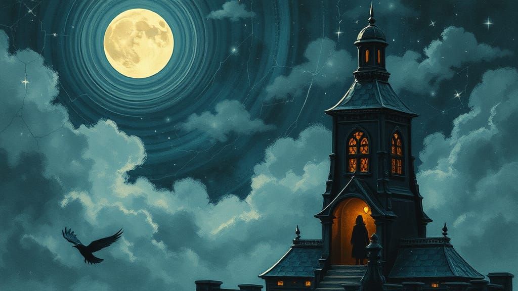 Mystical Moonlit Dreams in Vibrant, Whimsical Style