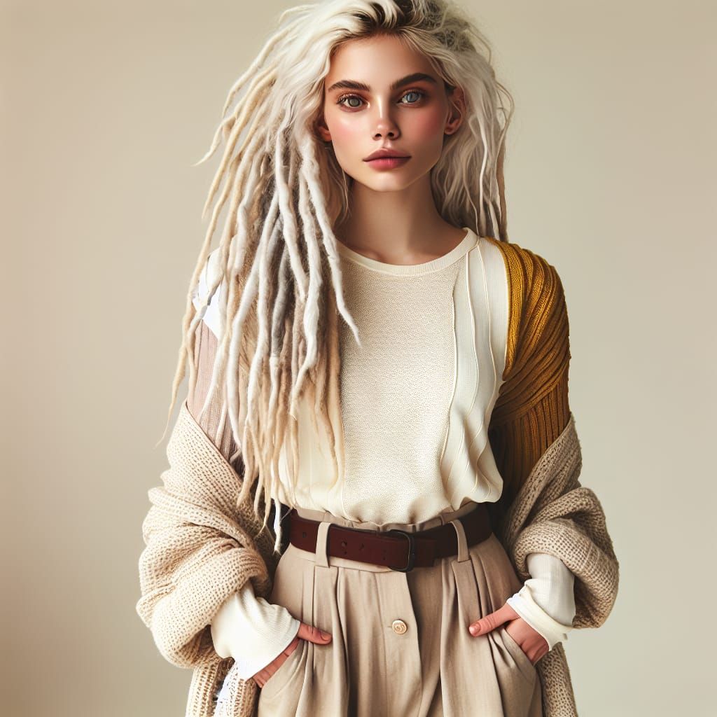 Chic Woman with Dreadlocks in Fashion-Forward Style