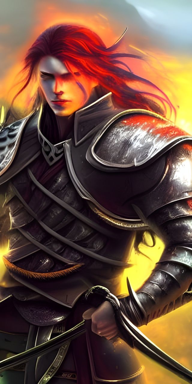 Furious Elf Warrior with Cursed Sword in Grimdark Style