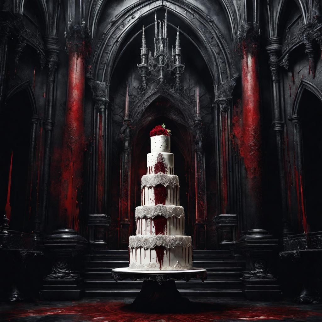 Gothic White Chocolate / Blood cake🦇🖤👰