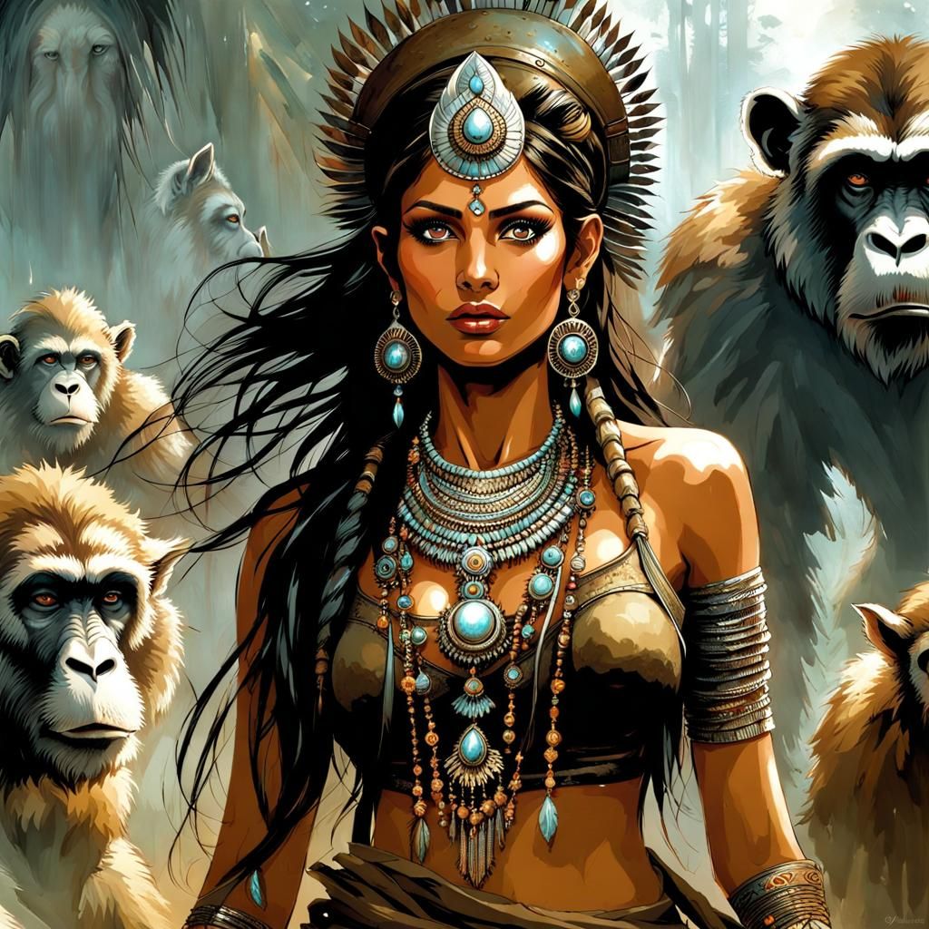 Post-Apocalyptic Indian Goddess with Apes