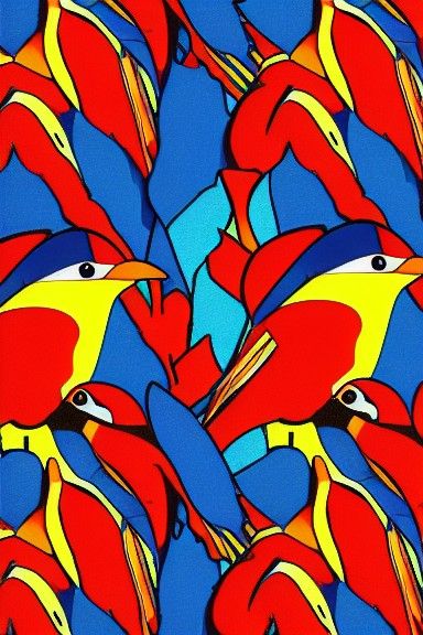 Colorful Bird Graffiti Art Pattern