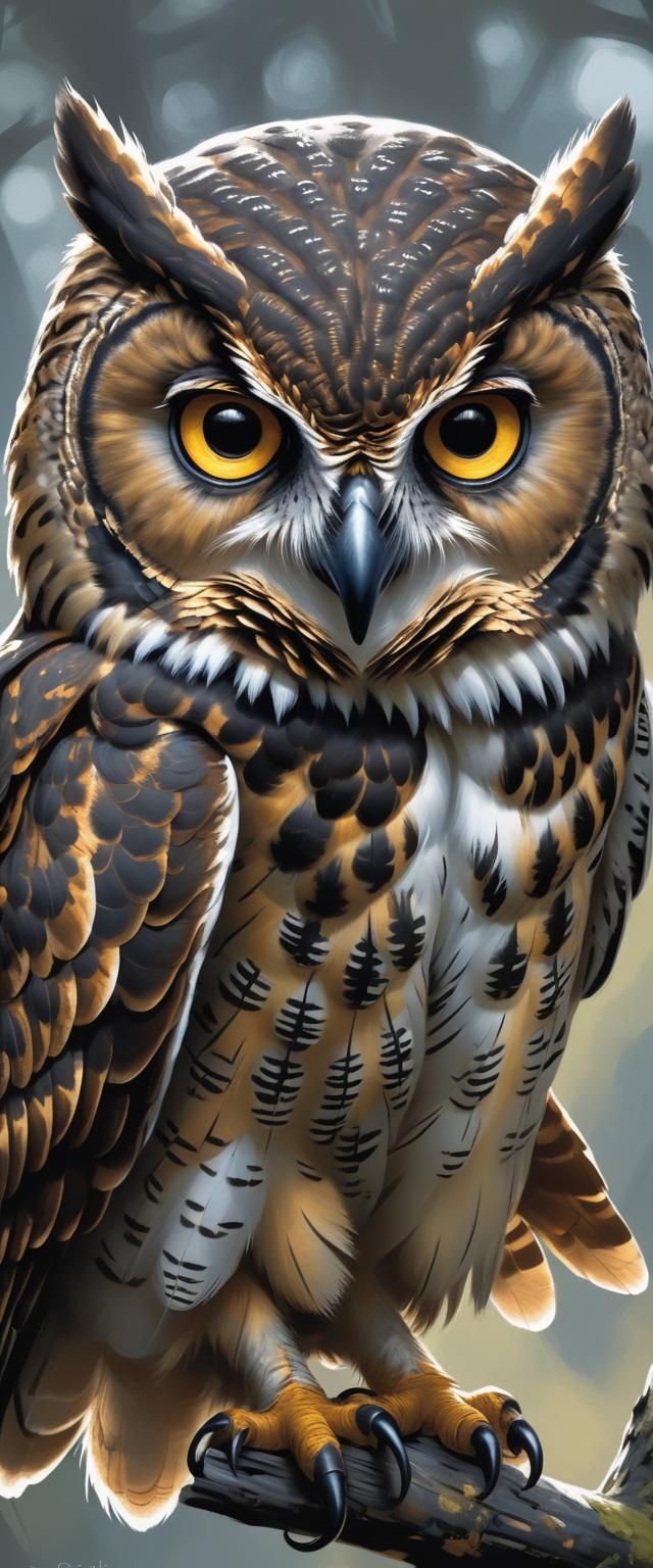 Sinister Powerful Owl Portrait