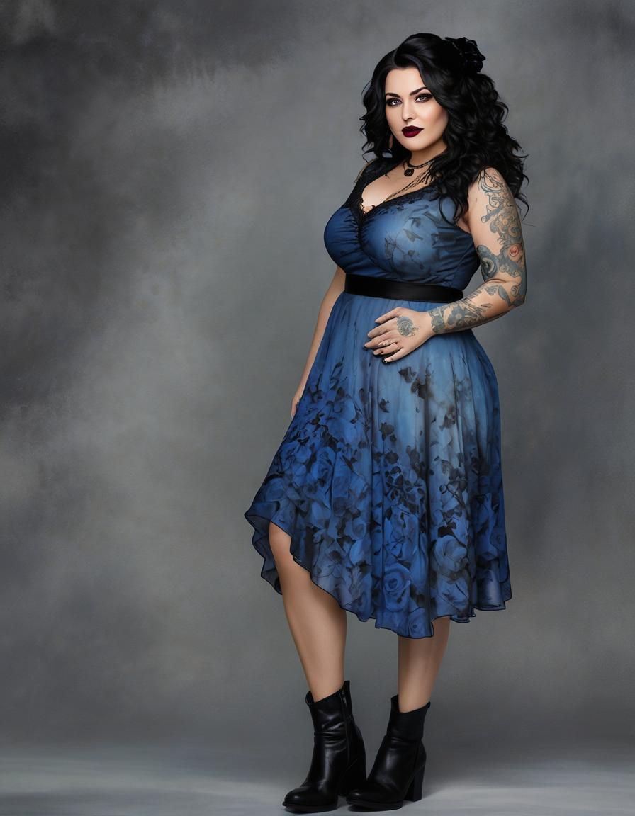 Edgy Gothic Woman Portrait in Alcohol Ink Style