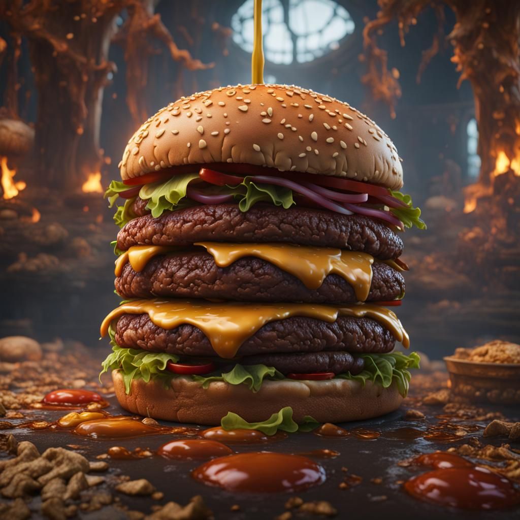 Detailed Burger Matte Painting in Unreal Engine