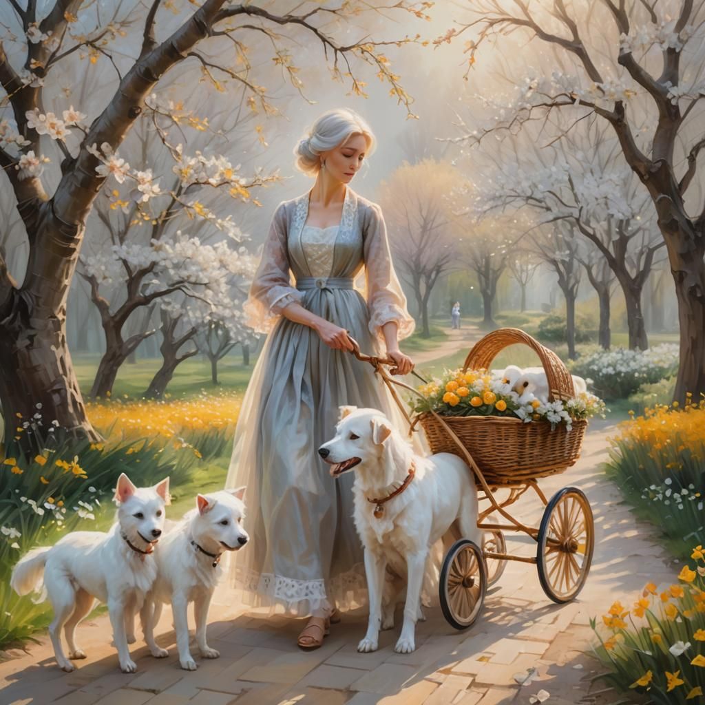 Ethereal Mother and Child in Fantasy Landscape