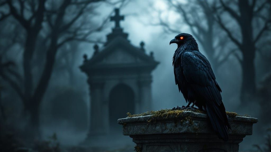 Majestic Falcon on a Dark Mausoleum