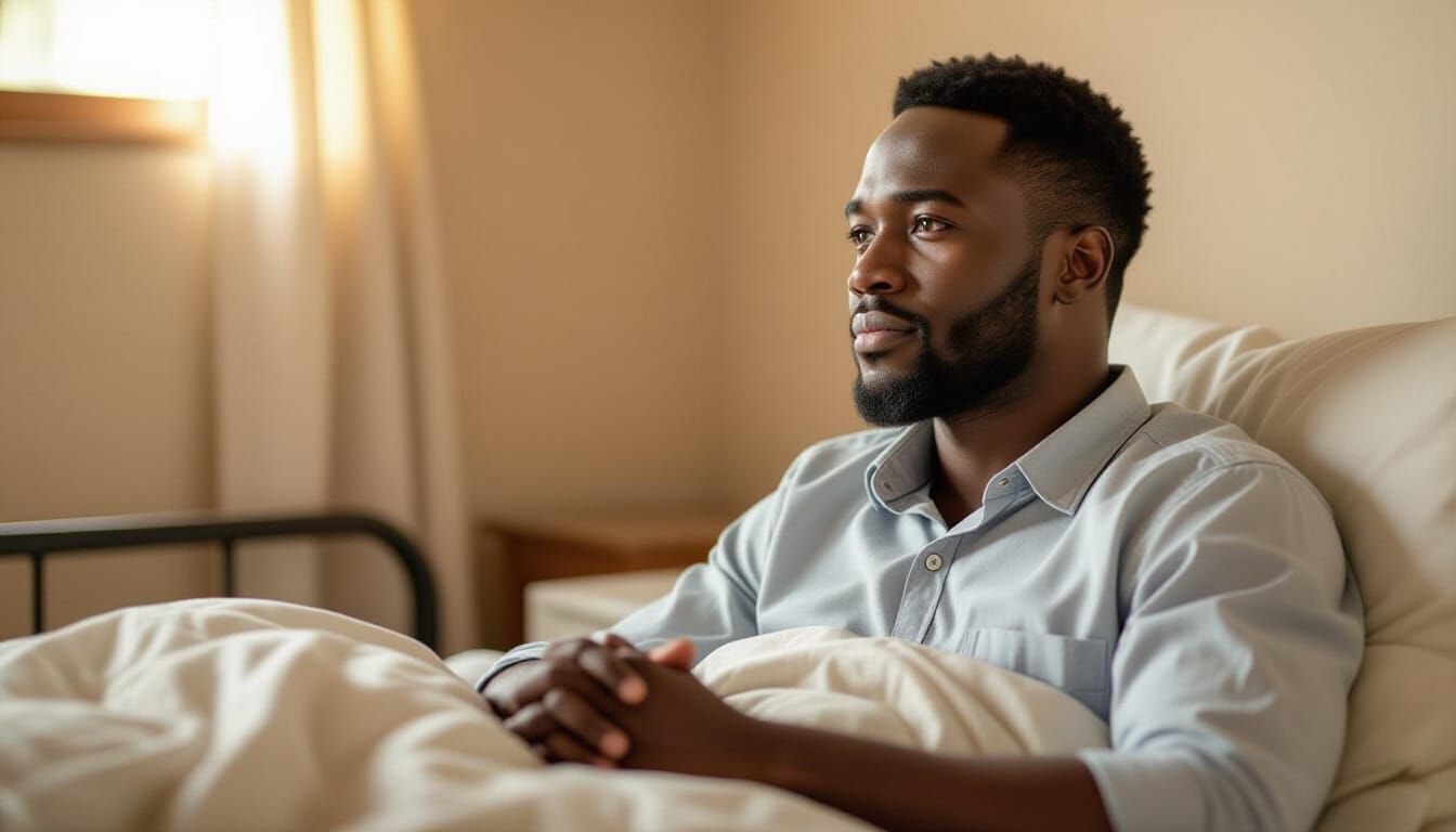 African Man in Bed at Peace, Cinematic Realism