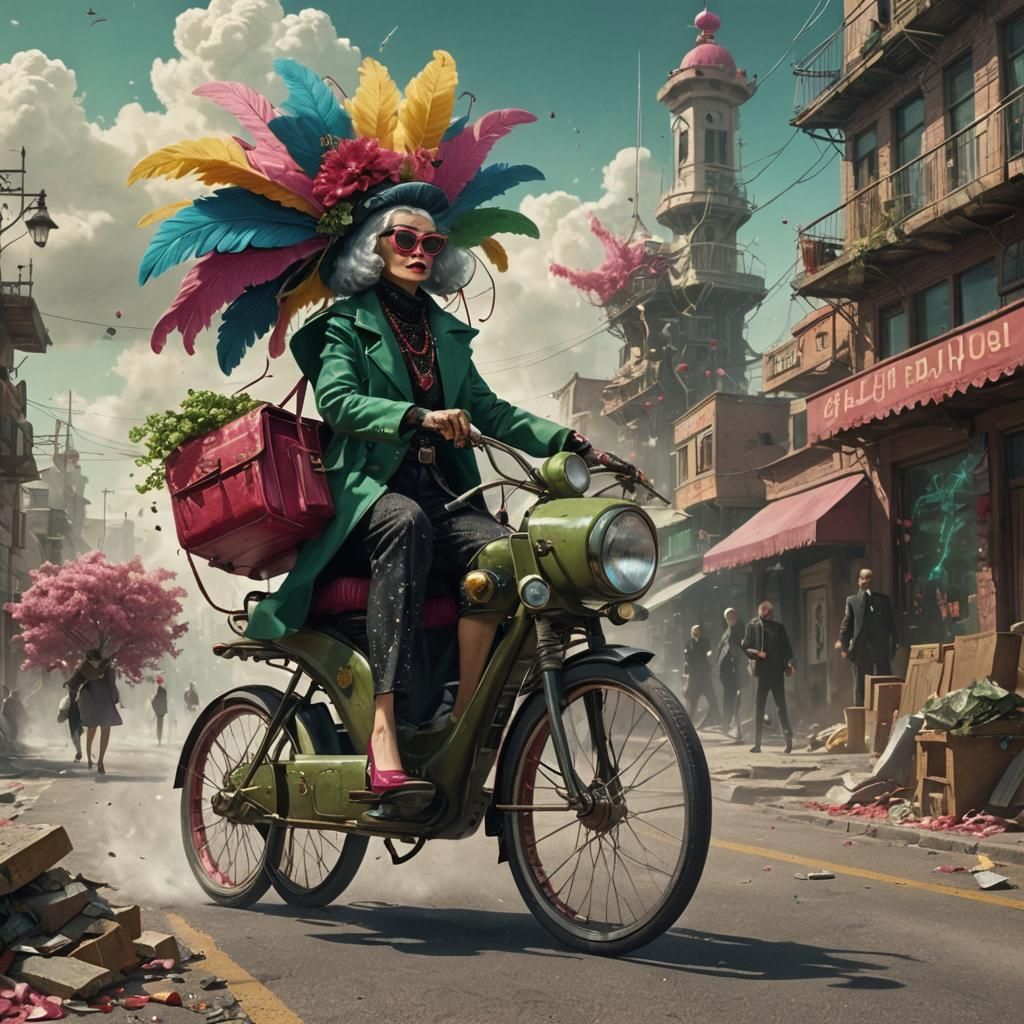 Dark Fantasy: 90-Year-Old Woman in Retrofuturistic Style