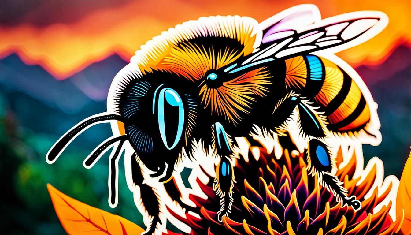 Bumblebee Street Art on Marijuana Calyx