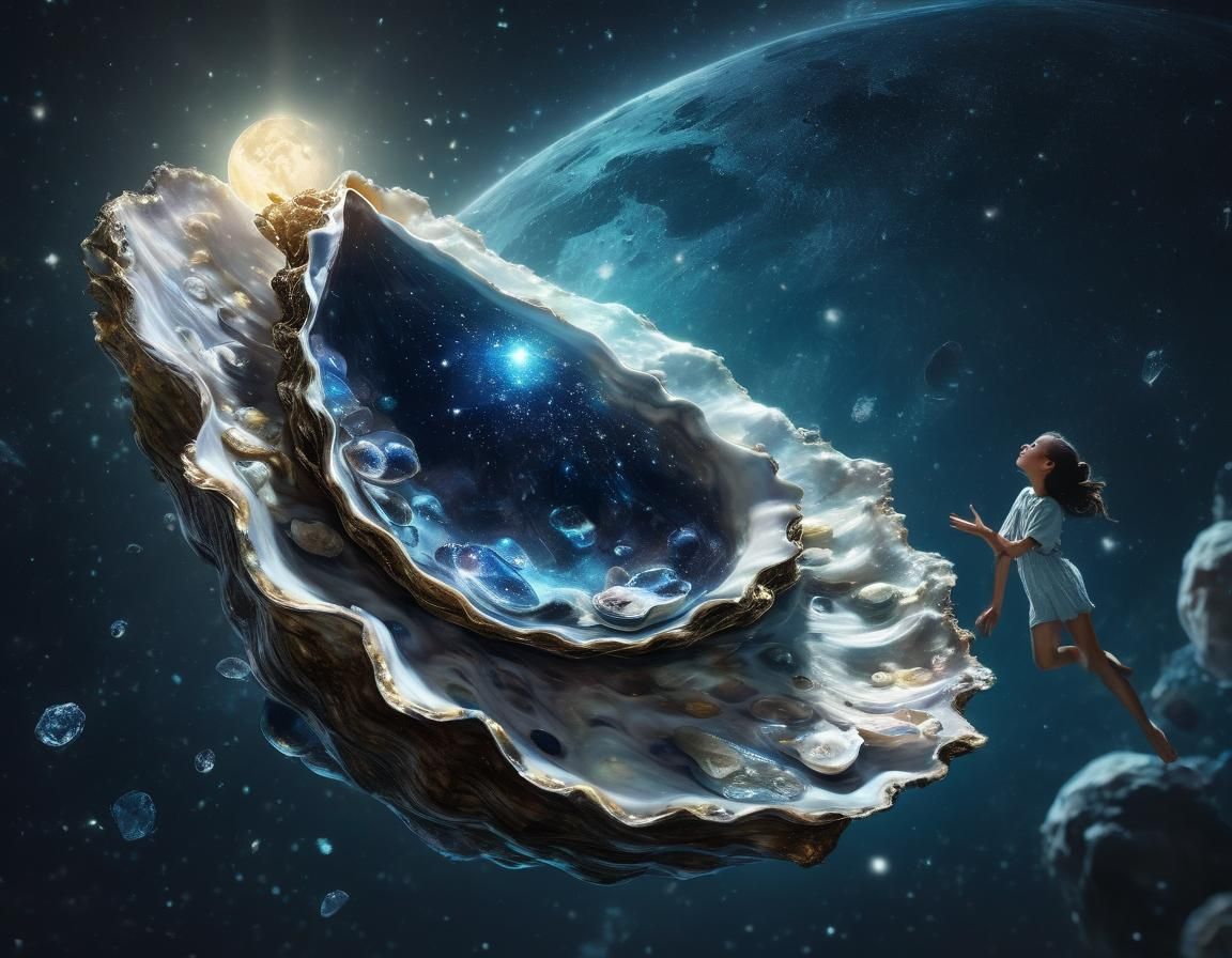 The Birth of the Universe. The moon manager with a face look...