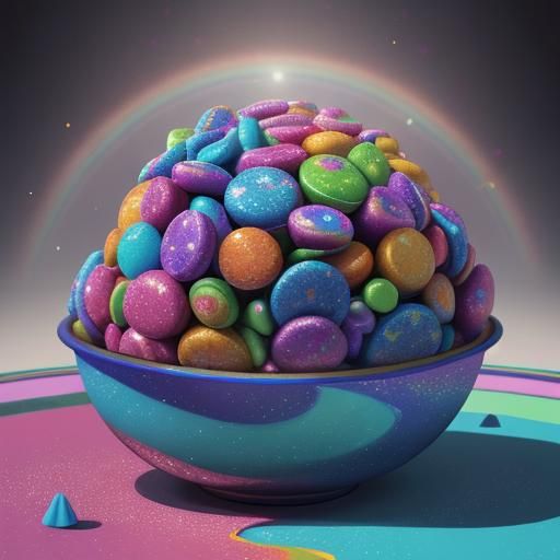 Cups with Weird Things, in Candy Art Style