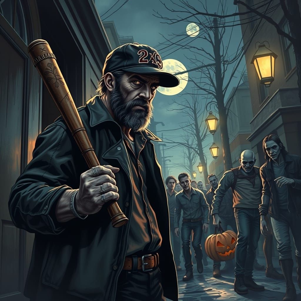 Negan and Rick Grimes Trick-or-Treating Amidst Zombies