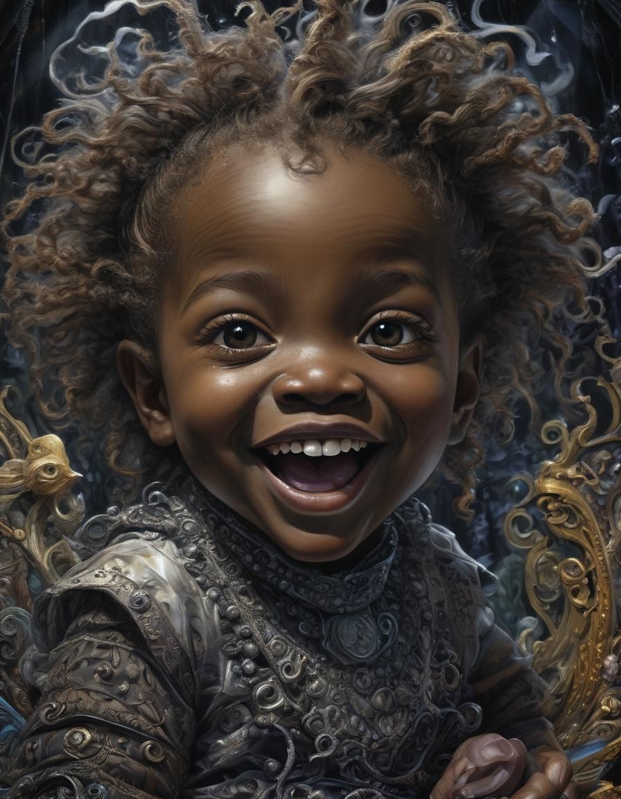 Laughing Black Baby in Surreal Lighting