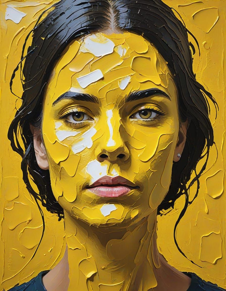 Mustard on My Mind Impasto Portrait