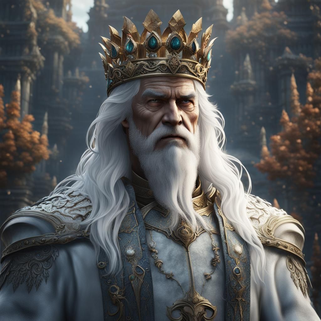 Detailed Portrait of a King with White Hair