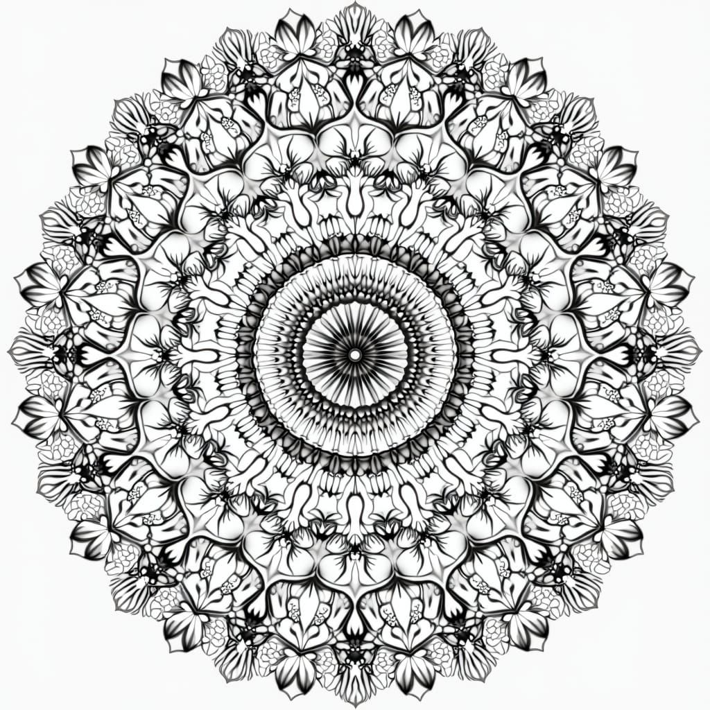 Symmetrical Floral Mandalas for Adult Relaxation