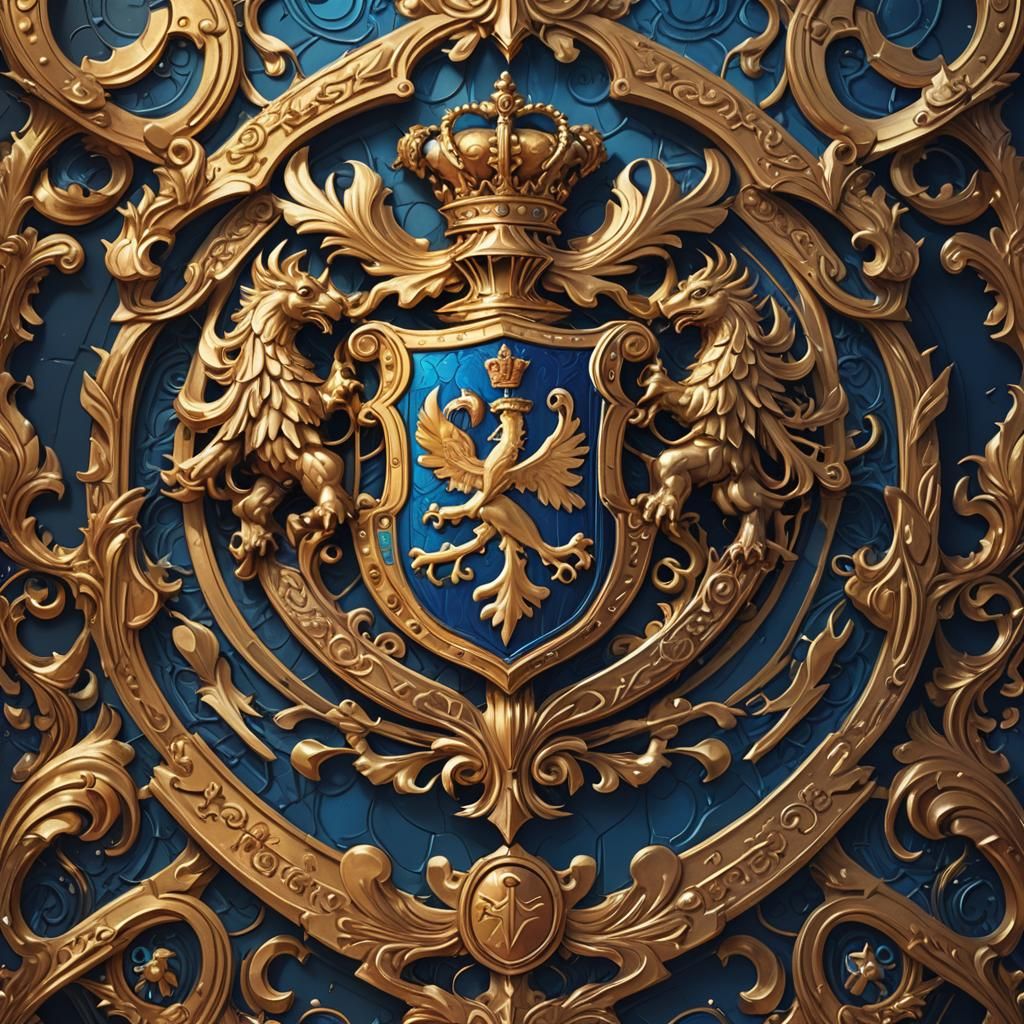 Golden Iridescent Family Crest in Fantasy Style