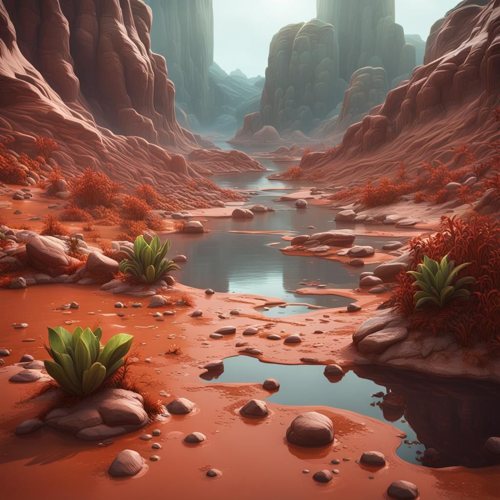 River of Life on Mars: A Matte Painting