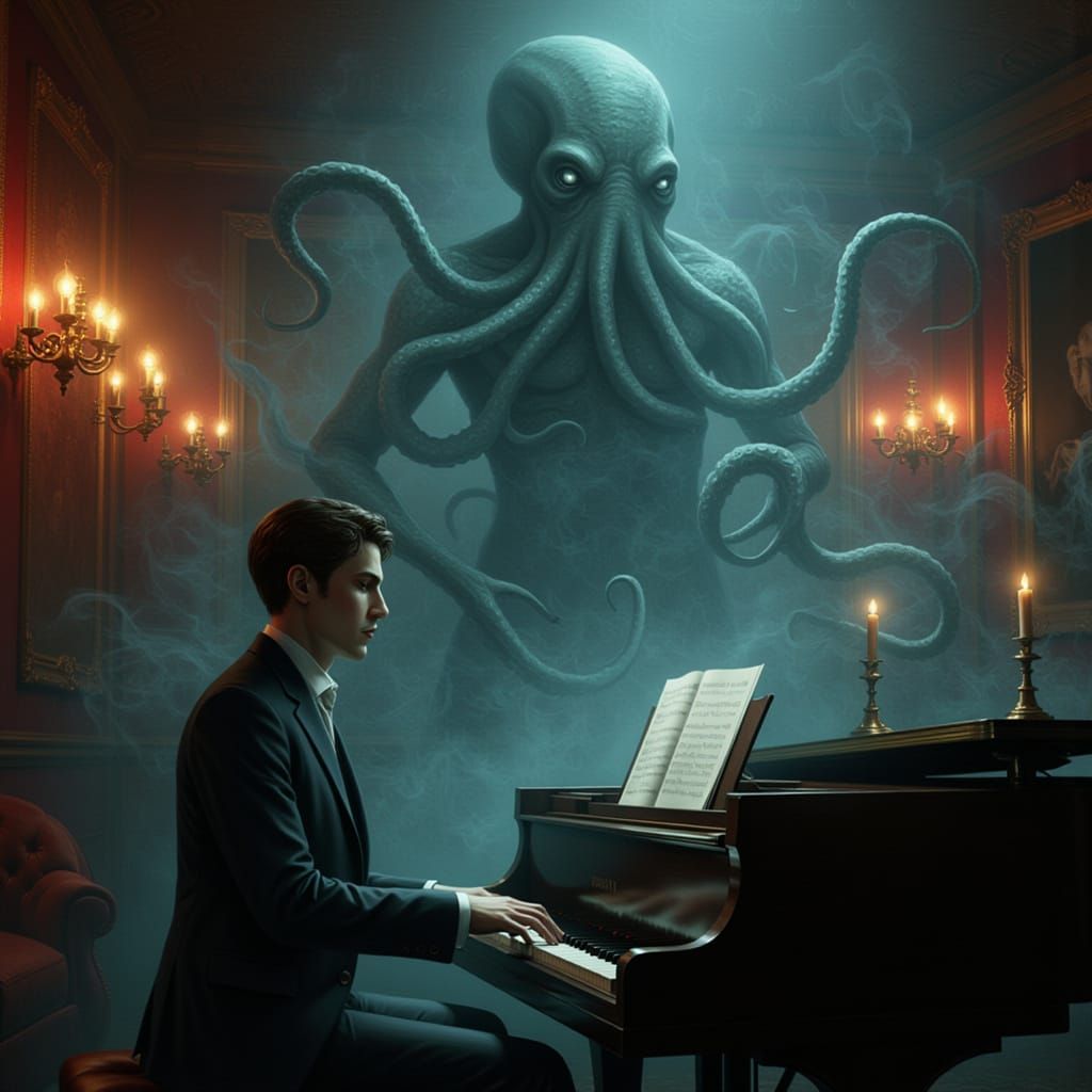 Cthulhu's Pianist: Hovsep Pushman Inspired Album Cover