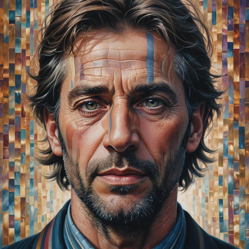 Optical Illusion: Striped Portrait in Matte Painting Style