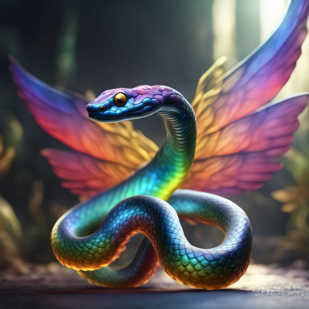 Rainbow Winged Snake Fantasy Concept Art
