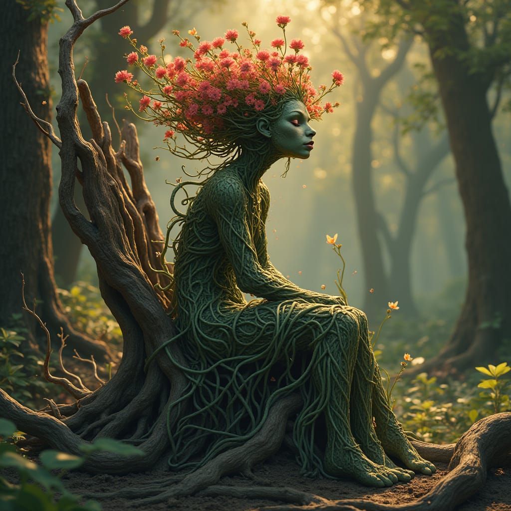 Leshy Queen on a Throne of Twisted Branches