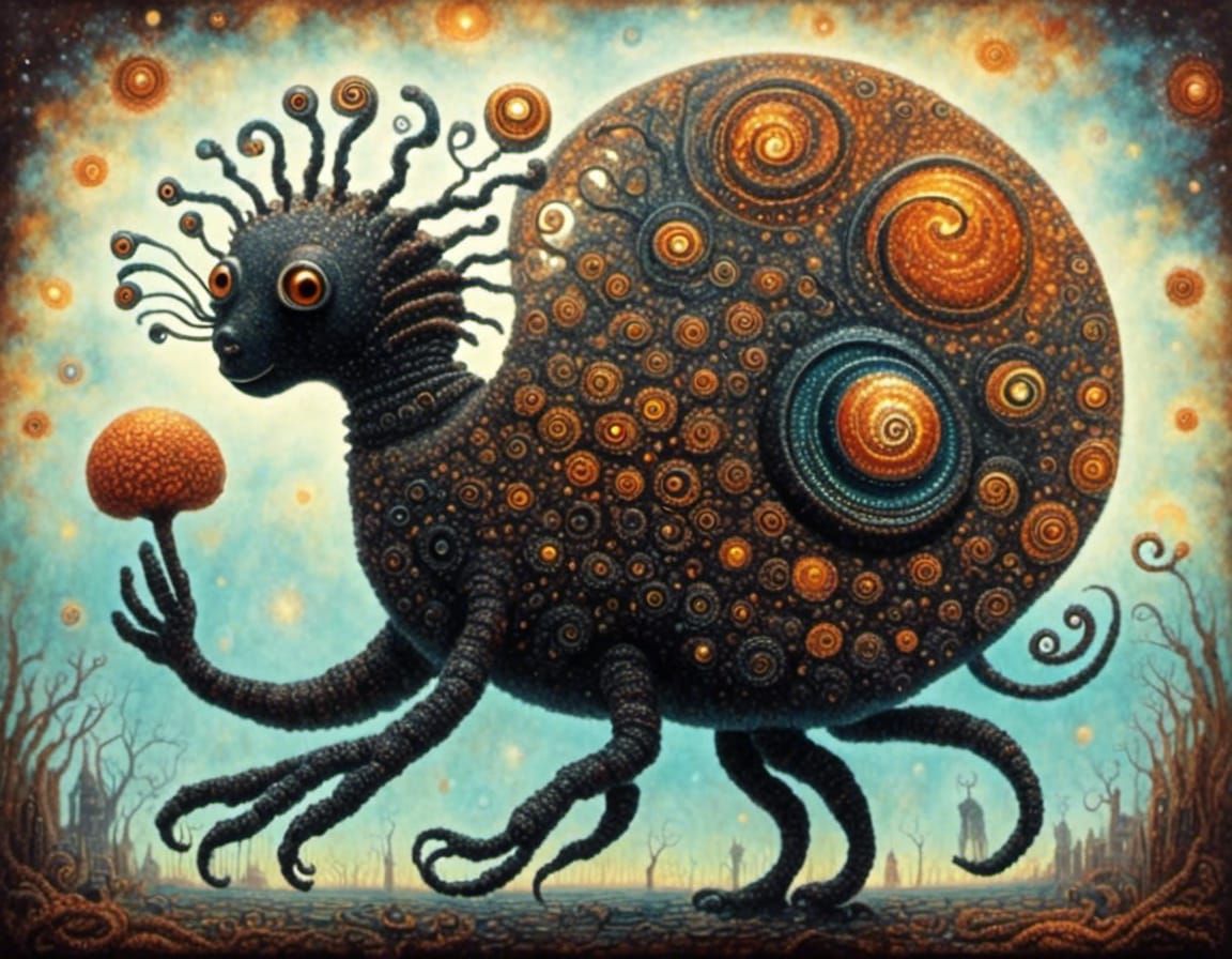 Surreal Finger Art: Dawn on Alien Planet