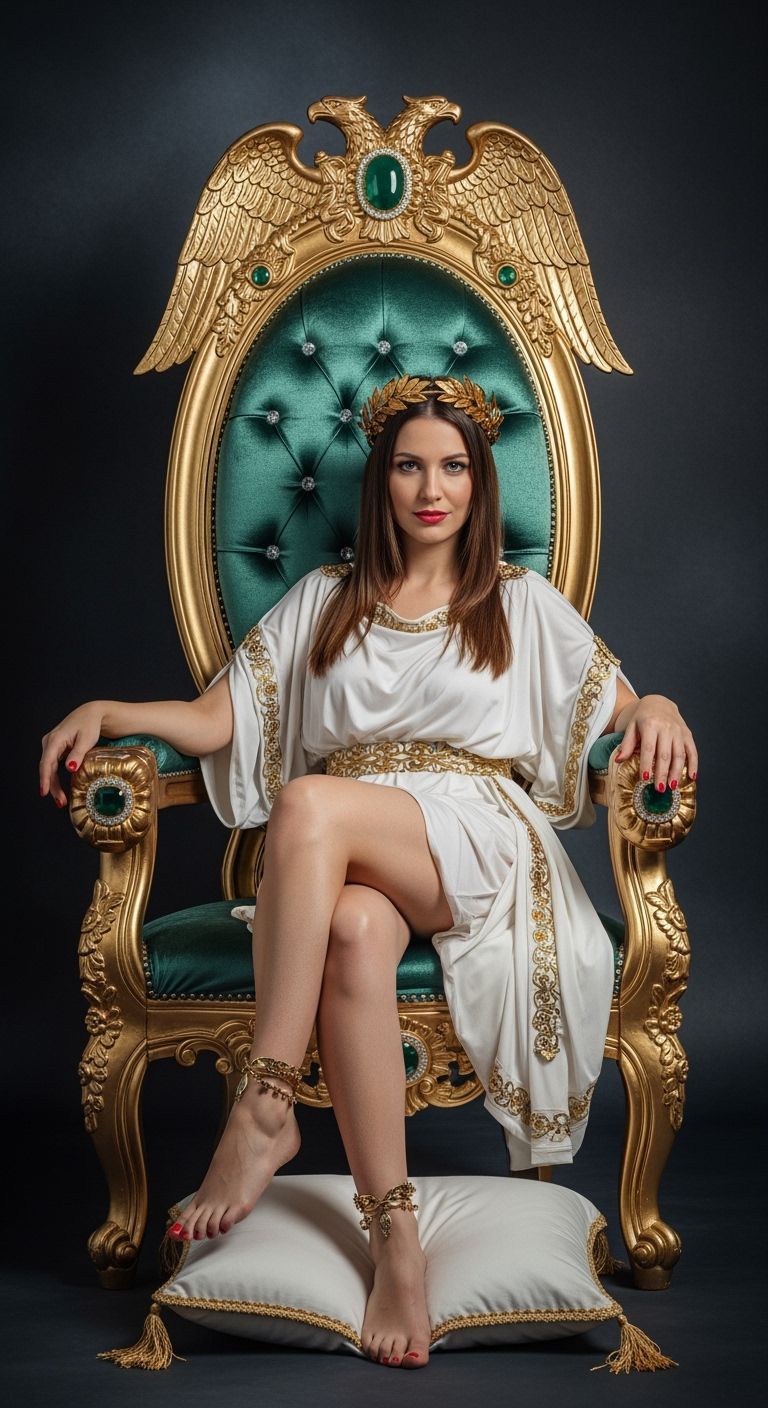 Roman Empress on Gold Throne: Professional Portrait