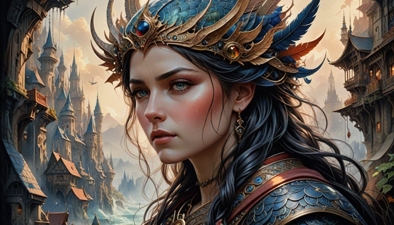 Ethereal Watercolor Fantasy Artwork in Traditional Style