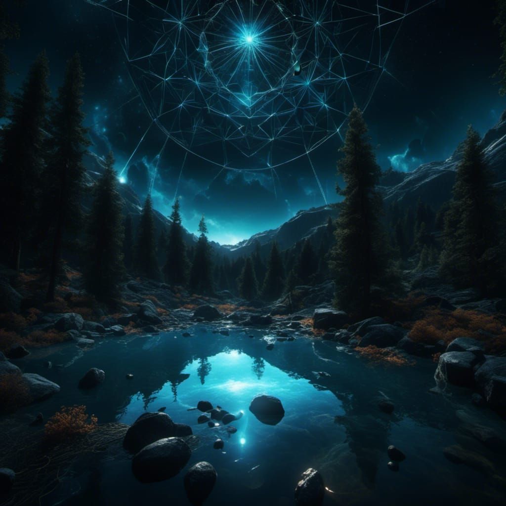 Interdimensional Portal to Light in a Rainy Forest