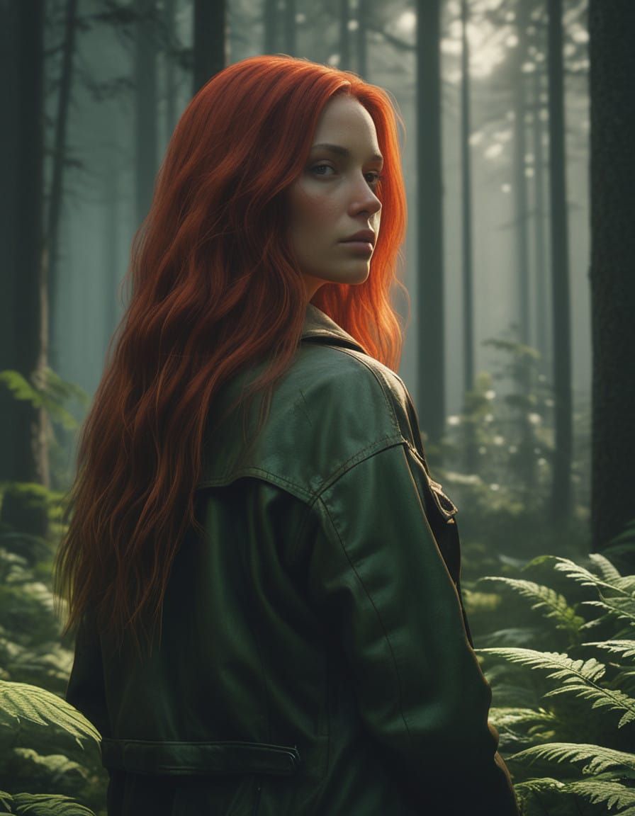 Radiant Woman in Magical Forest, Photorealistic Detail