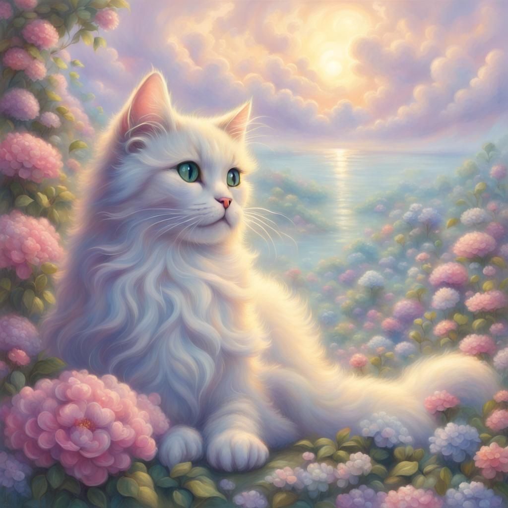 Kawaii Cat in Ethereal Pastel Fantasy