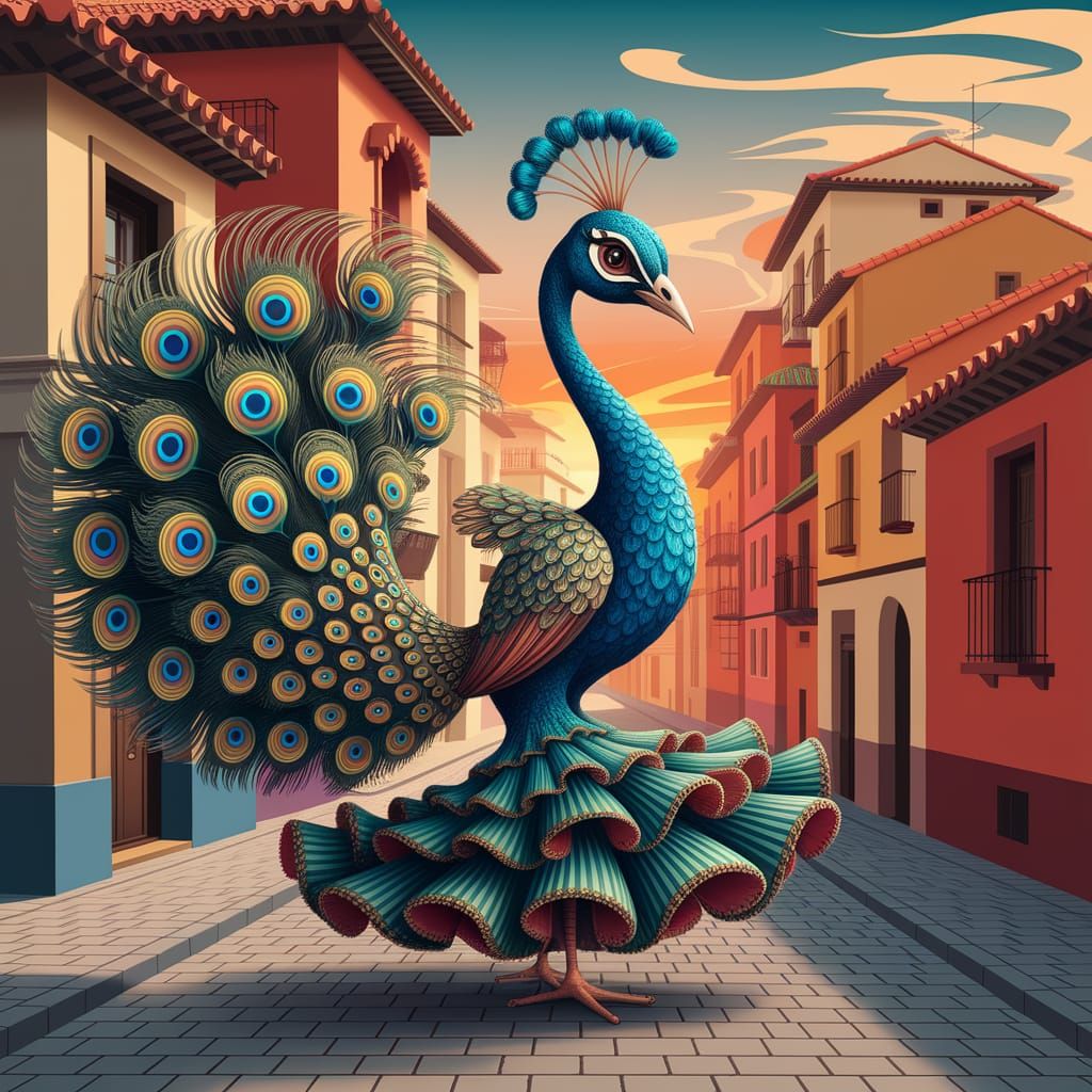 Peacock Flamenco Dance in Abstract Fractal Art