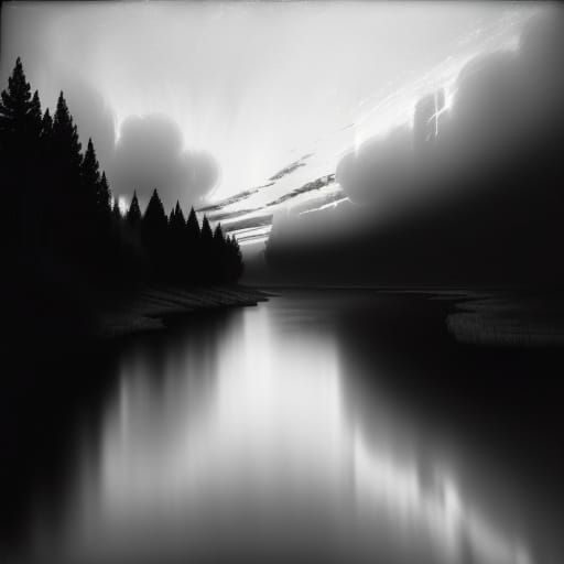 Dramatic Black and White Explosion over the Minnesota River