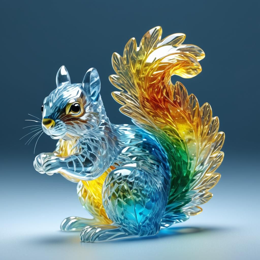 Ice Squirrel Figurine in Vibrant Fantasy Style